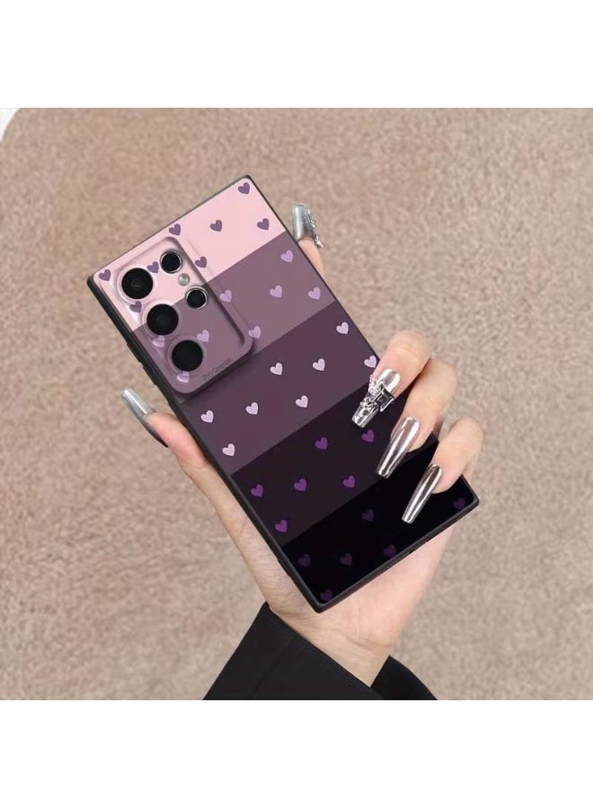 تيمو حافظة هاتف ناعمة تتميز بتصميم قلب أرجواني مع طباعة فوق بنفسجية، توفر لمسة نهائية غير لامعة متوافق مع سامسونج اس 24 الترا - Image 1