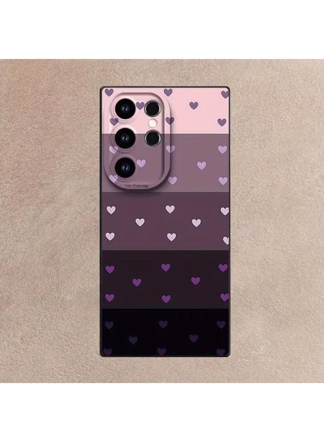 تيمو حافظة هاتف ناعمة تتميز بتصميم قلب أرجواني مع طباعة فوق بنفسجية، توفر لمسة نهائية غير لامعة متوافق مع سامسونج اس 24 الترا - Image 2