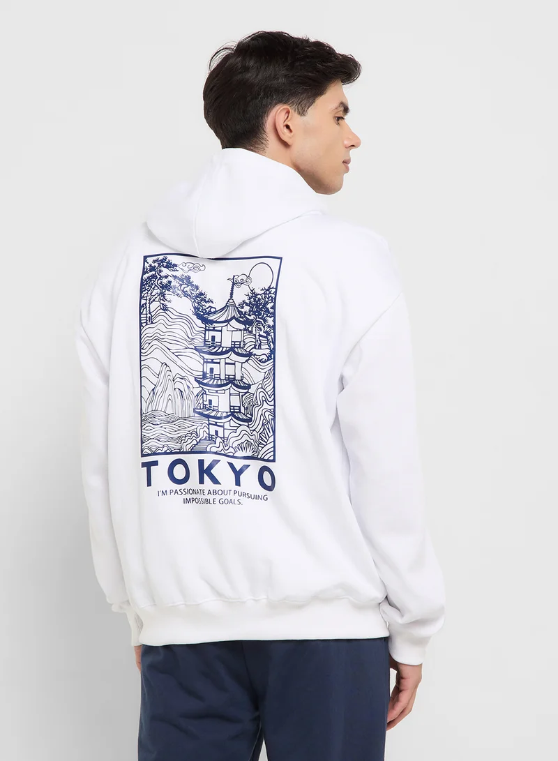 Seventy Five Oversized Basic Graphic Hoodie