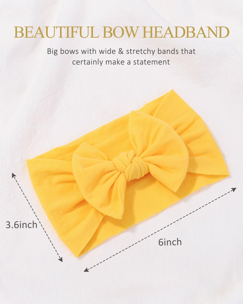 jollybows 12pcs Baby Nylon Headbands With Bow Elastic Hairband For Girls Newborn Infant Toddlers Kids Hair Accessories- Soft Light Color Set - Image 5