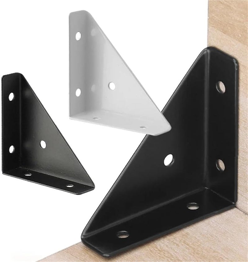 White Angle Brackets 40Pcs Heavy Duty 90 Degree Right Triangle Reinforcement for Desk Bed Shelves Table Cabinet Drawer - Image 3