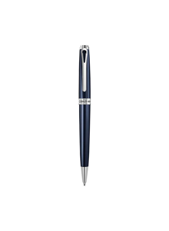 CERRUTI 1881 Giovanni Stainless Steel Trims Twist Ballpoint Pen for Men, Blue Ink