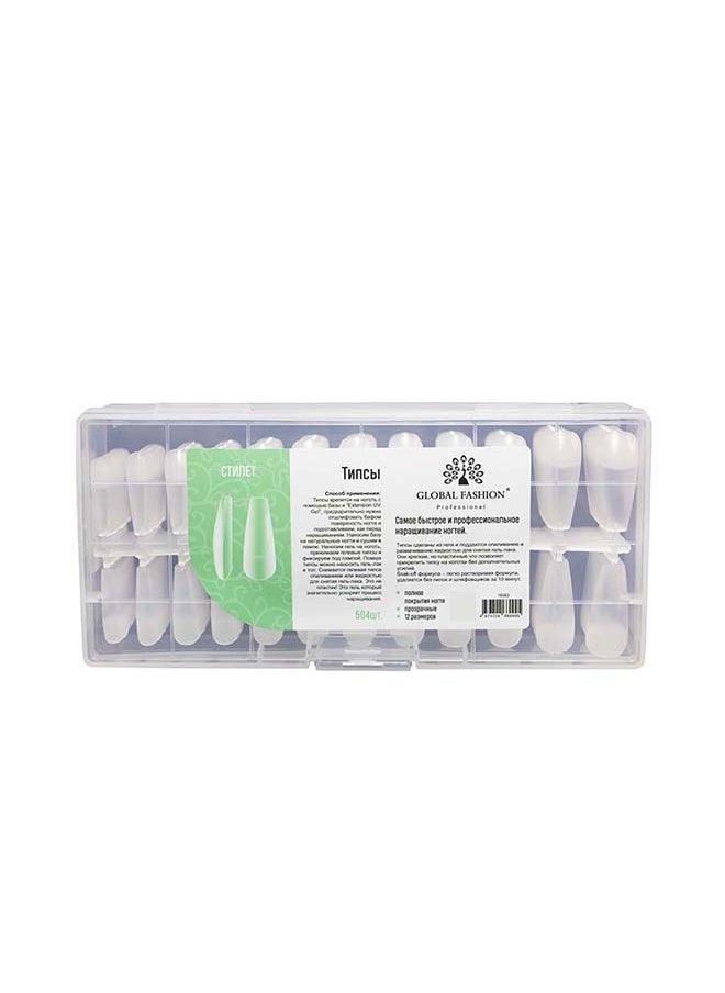GLOBAL FASHION 504 Pieces Multi-Shape Gel Tips Long-Lasting, Natural-Looking Nail Extensions  Professional (Ballerina)  - Image 1