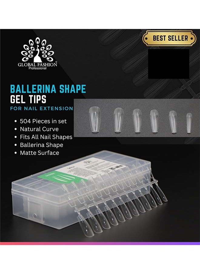 GLOBAL FASHION 504 Pieces Multi-Shape Gel Tips Long-Lasting, Natural-Looking Nail Extensions  Professional (Ballerina)  - Image 2