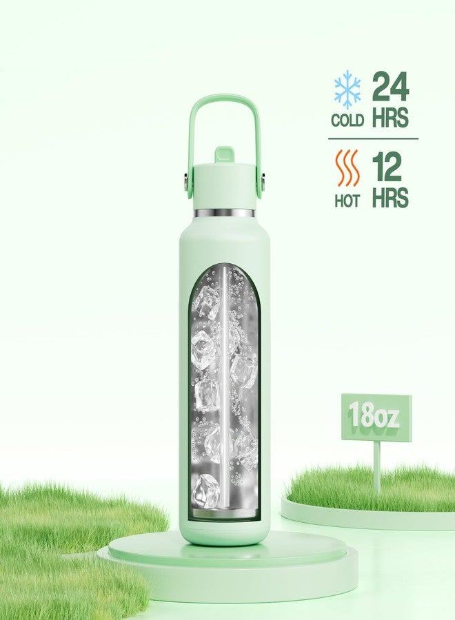 POWCAN 18 oz Insulated Water Bottle: Leakproof, Cup Holder Friendly, Standard Mouth, Top Handle, Stainless Steel Water Bottle for Women, Student, Teacher, Nurse, Commuter, Gift for Girl (Mint Dew) - Image 2