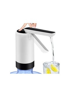 Foldable Water Dispenser for 5 Gallon, Continuous Pumping Electric Water Jug Pump, Portable Drinking Water Pump, Timing and Quantitative Pumping, 3 Button Mode, Rechargeable (White)(1 Pack)