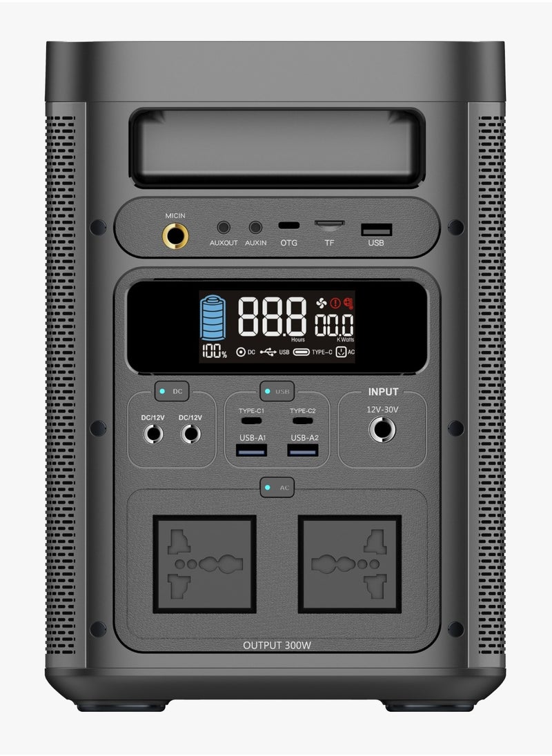 Powerology - 90000mAh Portable Generator Integrated with Hi-Fi Sound System and 300W AC Power / Portable Sound System - Black - Image 1