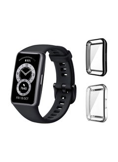 Y&D [2 Pack] Protective Cover compatible with HUAWEI Band 6/HUAWEI 7 Case, TPU Case Screen Protector, [Anti-Scratch] Drop-Proof Waterproof Silicone - Black Transparent  - Image 1