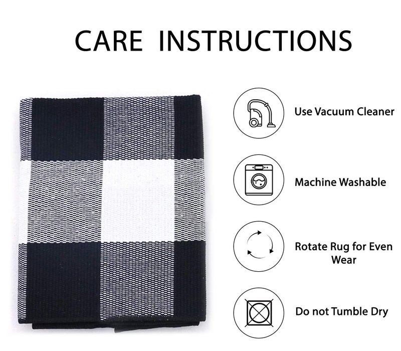 IOHOUZE Cotton Buffalo Plaid Check Rug Outdoor Doormat 27.5 x 43 Inches Washable Woven Outdoor Indoor Welcome Mats for Front Door/Farmhouse/Entryway/Home Entrance black and White Outdoor Rug - Image 5
