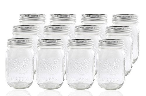 Ball Glass Mason Jar with Lid and Band Regular Mouth 12 Jars