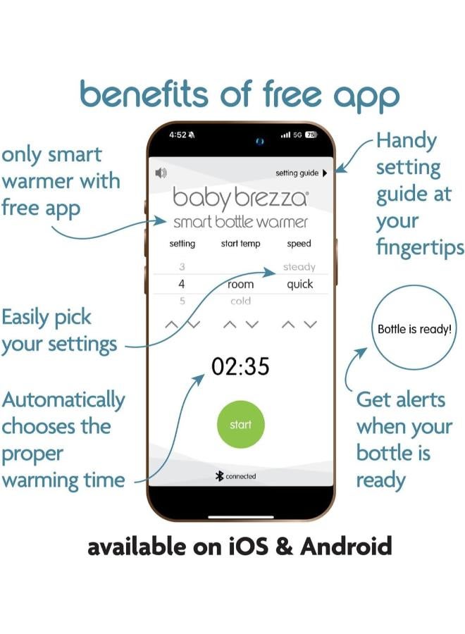 بيبي بريزا دافئ الحليب والطعام الذكي بالبلوتوث – آمن ومتوافق مع جميع الزجاجات - Image 5