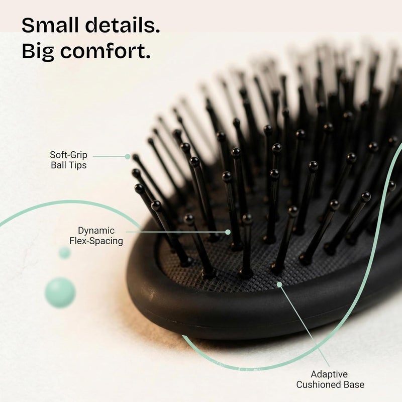Glitters Travel Handbag Hair Brush with Flexible Bristles - Portable Size (SMOOTH-2) - Image 3