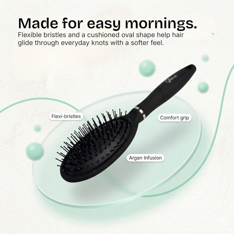 Glitters Travel Handbag Hair Brush with Flexible Bristles - Portable Size (SMOOTH-2) - Image 2