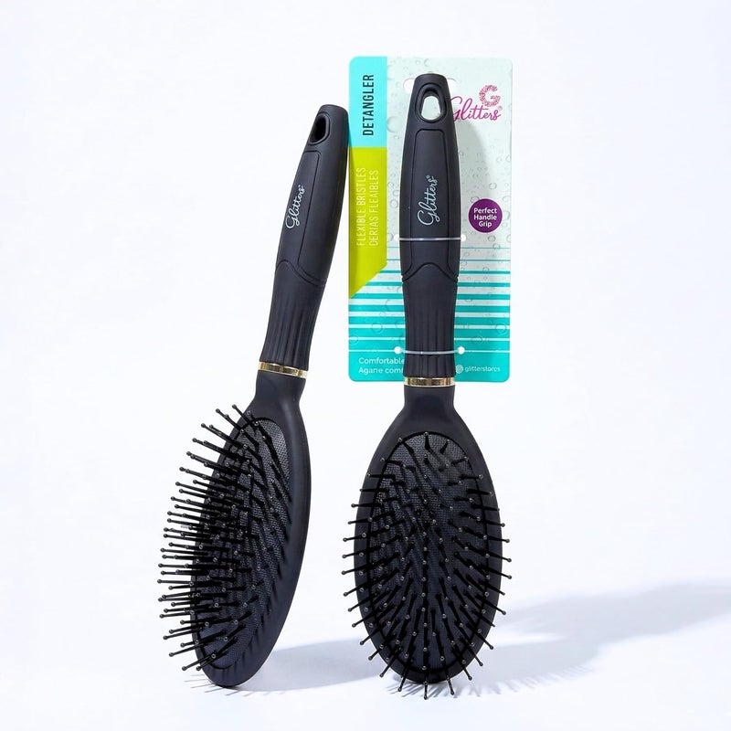 Glitters Travel Handbag Hair Brush with Flexible Bristles - Portable Size (SMOOTH-2) - Image 1
