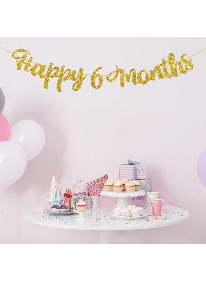 WeBenison Happy 6 Months Banner/Baby Shower/Boy or Girl Birthday Banner/Happy Half Birthday Party Decoration Supplies - Gold Glitter - Image 5