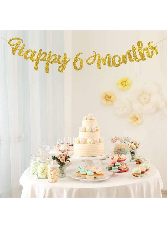 WeBenison Happy 6 Months Banner/Baby Shower/Boy or Girl Birthday Banner/Happy Half Birthday Party Decoration Supplies - Gold Glitter - Image 4