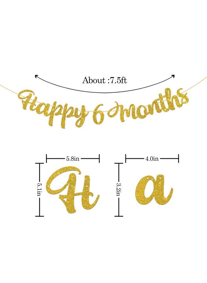 WeBenison Happy 6 Months Banner/Baby Shower/Boy or Girl Birthday Banner/Happy Half Birthday Party Decoration Supplies - Gold Glitter - Image 2