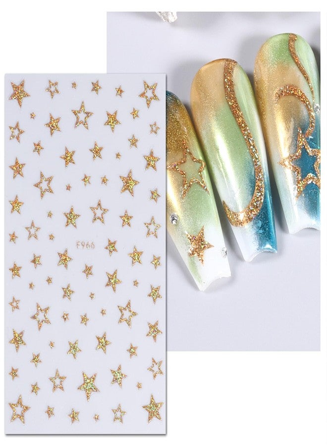 TOGZOM Gold Nail Art Stickers 3D Self-Adhesive Nail Decals French Glitter Line Nail Stickers Stripe Butterfly Star Heart Designs Nail Supplies for Women DIY Acrylic Nail Decoration Accessories 8 Sheet - Image 5