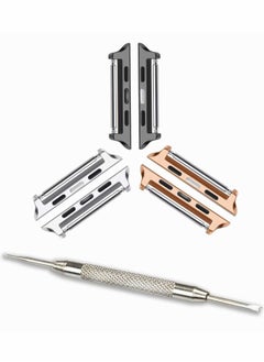 Excefore Watch Strap Connector Compatible with Apple Watch Band with Replacement Tool, Stainless Steel Adapter Replaceable Metal Connection Adapter Connection Watch Strap , Three Colors (3 Pack)  - Image 1