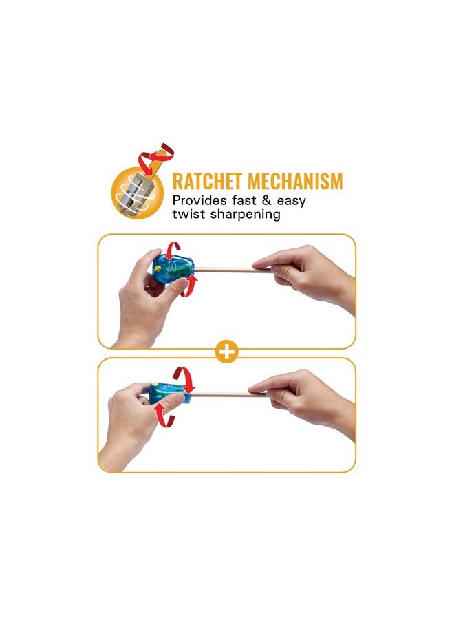 Bostitch - Twist-N-Sharp Pencil Sharpener, 2-Pack, For Kids & Colored Pencils, Assorted Colors (Ps1-Adj-2Pk) - Image 1