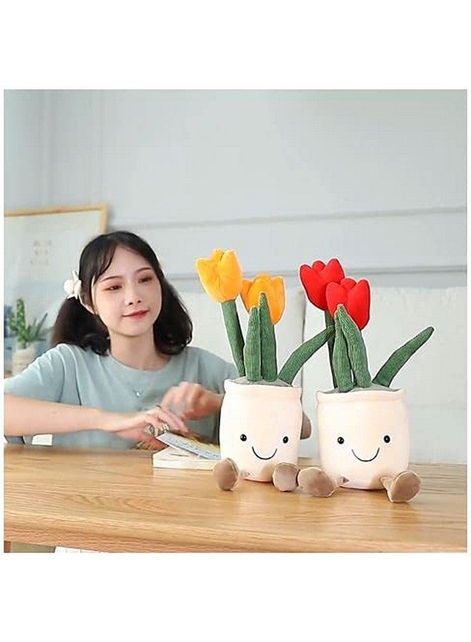 AULUDA AULUDA Tulip Plush Toy, 13" Orange Flower Pot Stuffed Throw Plushie Pillow Doll, Soft Fluffy Plant Friend Hugging Cushion - Present for Every Age & Occasion - Image 4