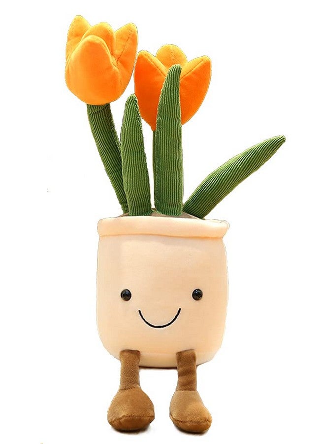 AULUDA AULUDA Tulip Plush Toy, 13" Orange Flower Pot Stuffed Throw Plushie Pillow Doll, Soft Fluffy Plant Friend Hugging Cushion - Present for Every Age & Occasion - Image 1