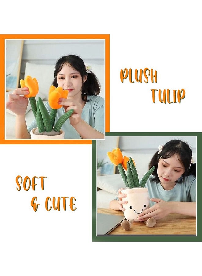 AULUDA AULUDA Tulip Plush Toy, 13" Orange Flower Pot Stuffed Throw Plushie Pillow Doll, Soft Fluffy Plant Friend Hugging Cushion - Present for Every Age & Occasion - Image 2