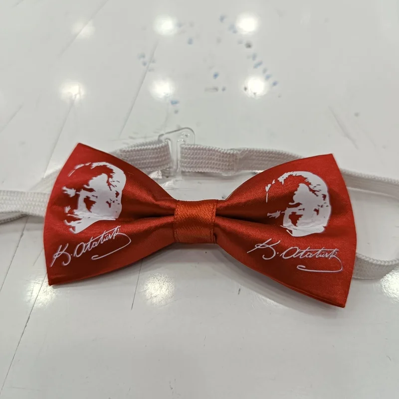 Miyakidsworld Flag Bow Tie - 23 April, 29 October Eid Show Red Atatürk Patterned Children's Bow Tie 15 Pieces
