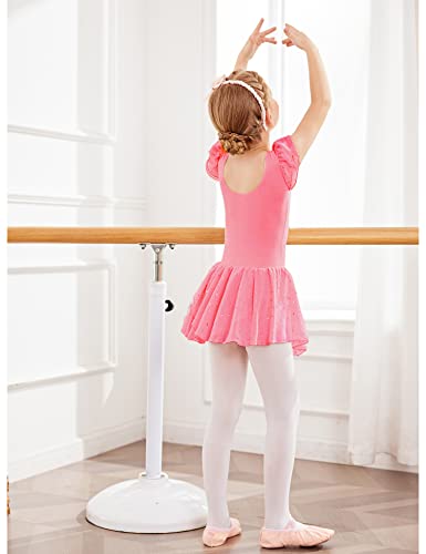 Arshiner Girls Ruffle Sleeve Ballet Dance Dress Glitter Tutu Skirted Leotard, 3-4 Years, Pink - Image 4