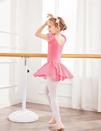 Arshiner Girls Ruffle Sleeve Ballet Dance Dress Glitter Tutu Skirted Leotard, 3-4 Years, Pink - Image 5