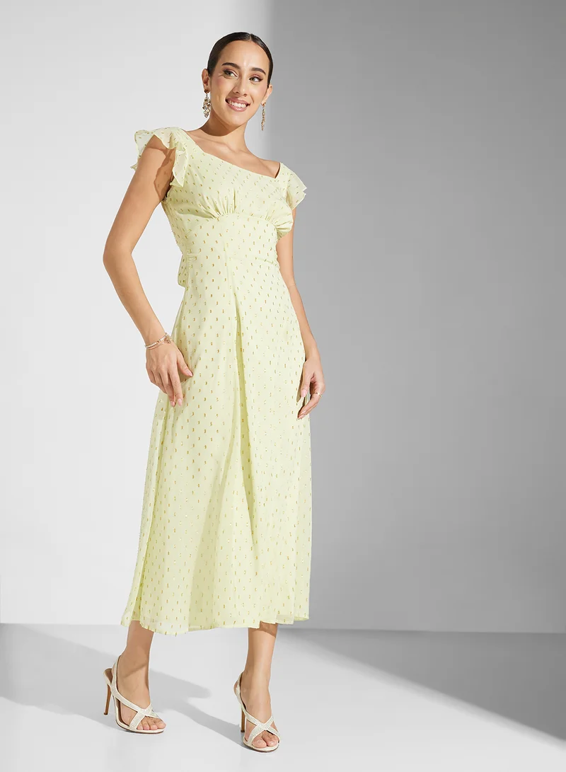 Anaya With Love Ruffled Sleeve Midi Dress