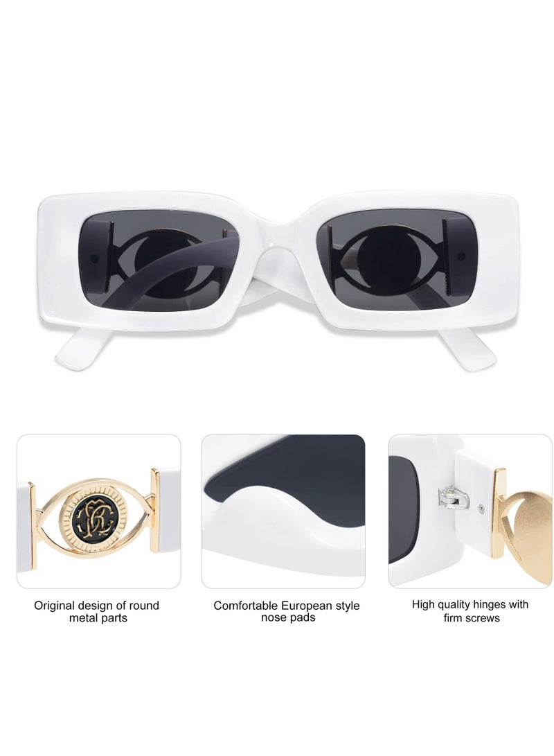 SYOSI Retro Rectangle Sunglasses Women and Men Vintage Small Square Sun Glasses Protection Glasse, UV400 Protection Glasse, Vintage Driving Glasses 90’s Fashion Narrow Square Frame - Image 3