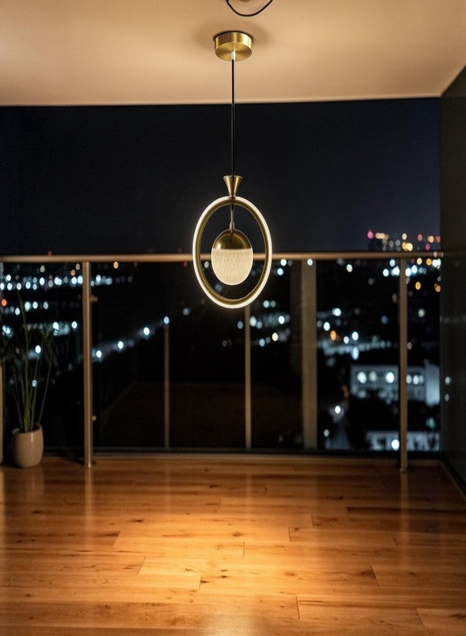 GreyWings Golden Hoop Hanging Light – Modern Rattan Shade Pendant Lamp 3 Colour Changing for Adjustable, Pack of 2 - Image 5