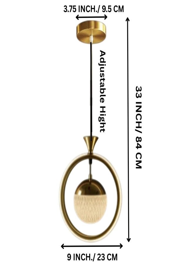 GreyWings Golden Hoop Hanging Light – Modern Rattan Shade Pendant Lamp 3 Colour Changing for Adjustable, Pack of 2 - Image 3