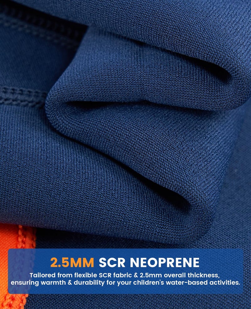 Gogokids Shorty Muta per Bambini, Mute in Neoprene da 2.5 mm per Bambini, Mute Bagnate Corte Con Cerniera Posteriore per Comfort e Calore, Muta UV per Nuoto, Snorkeling e Surf, EtÃ  7-8 Ragazzi, Orange - Image 4