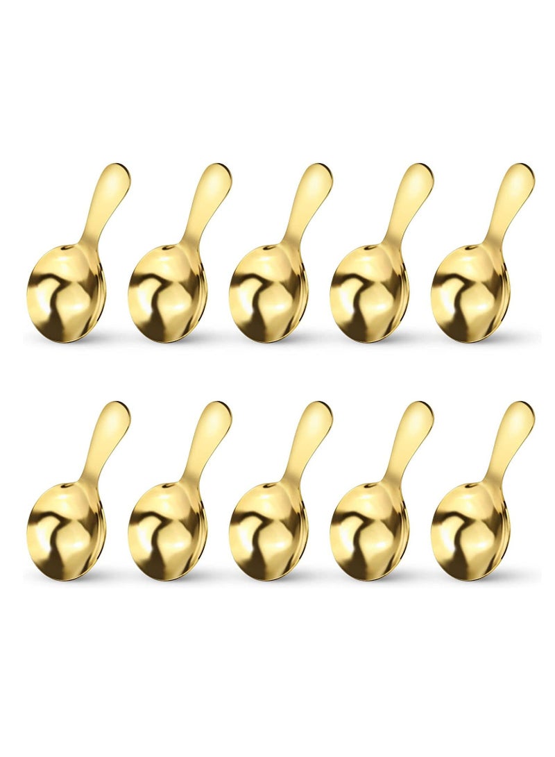 10 PCS Dessert Tasting Spoons, 3.54 inch Food Grade Stainless Steel Short Handle Spoons- Dishwasher Safe, Golden Mini Spoons for Home, Kitchen or Restaurant - Image 1