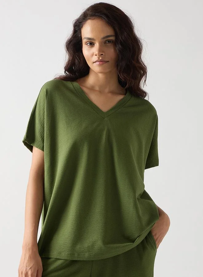 Femmella Green Cotton Short Sleeve Knit T-Shirt