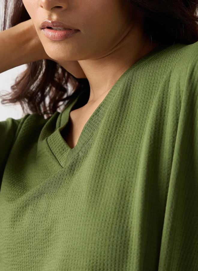 Femmella  Green Cotton Short Sleeve Knit T-Shirt for Women | Best Price UAE