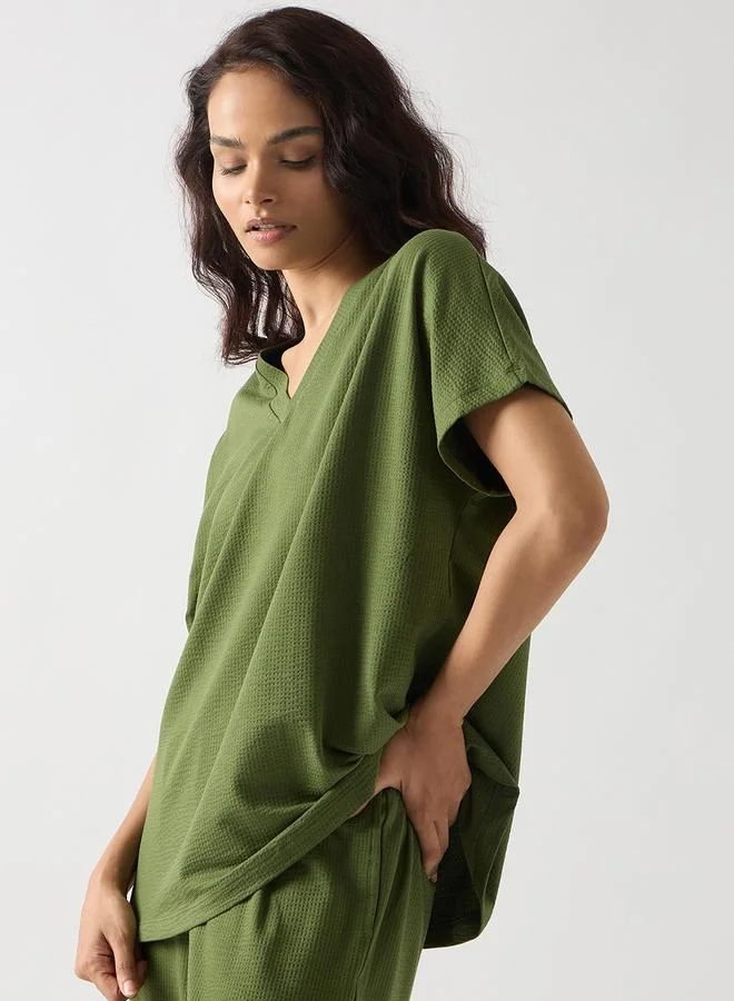 Femmella Green Cotton Short Sleeve Knit T-Shirt