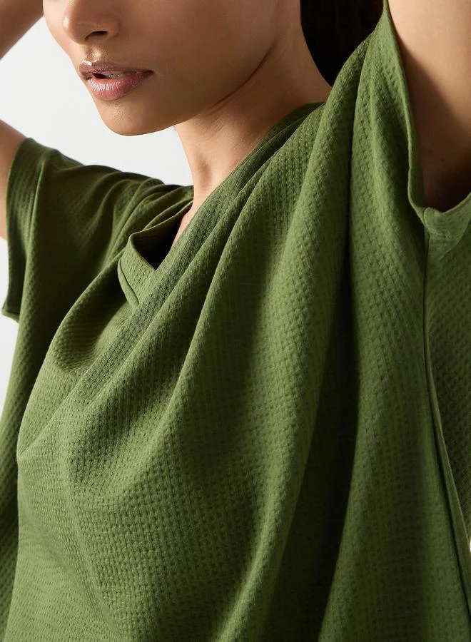 Femmella  Green Cotton Short Sleeve Knit T-Shirt for Women | Best Price UAE