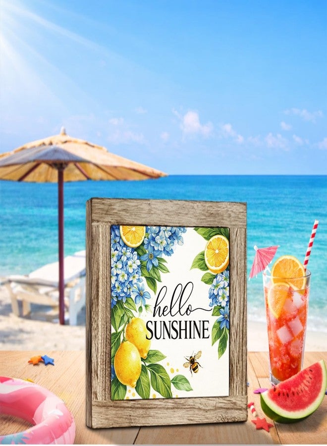 ZPPRJF Hello Sunshine Wooden Box Sign - Rustic Summer Decor with Lemon and Blue Hydrangea Design, Perfect for Tabletop, Kitchen, Desk, Porch, Beach House, Seasonal Home Decoration - Image 4