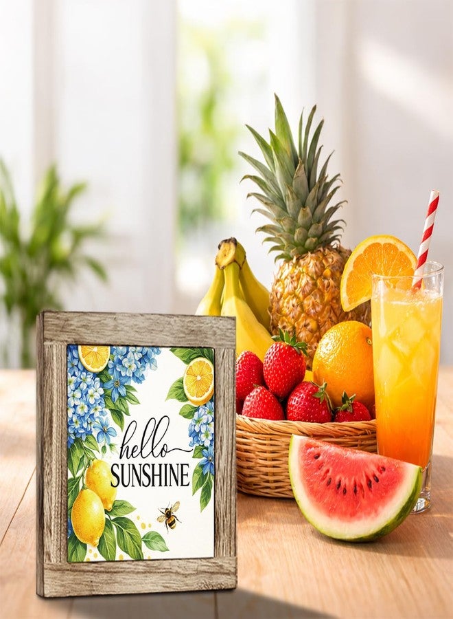 ZPPRJF Hello Sunshine Wooden Box Sign - Rustic Summer Decor with Lemon and Blue Hydrangea Design, Perfect for Tabletop, Kitchen, Desk, Porch, Beach House, Seasonal Home Decoration - Image 5