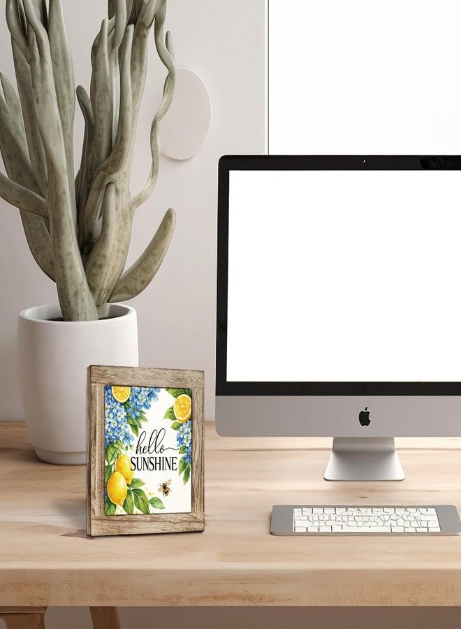 ZPPRJF Hello Sunshine Wooden Box Sign - Rustic Summer Decor with Lemon and Blue Hydrangea Design, Perfect for Tabletop, Kitchen, Desk, Porch, Beach House, Seasonal Home Decoration - Image 3