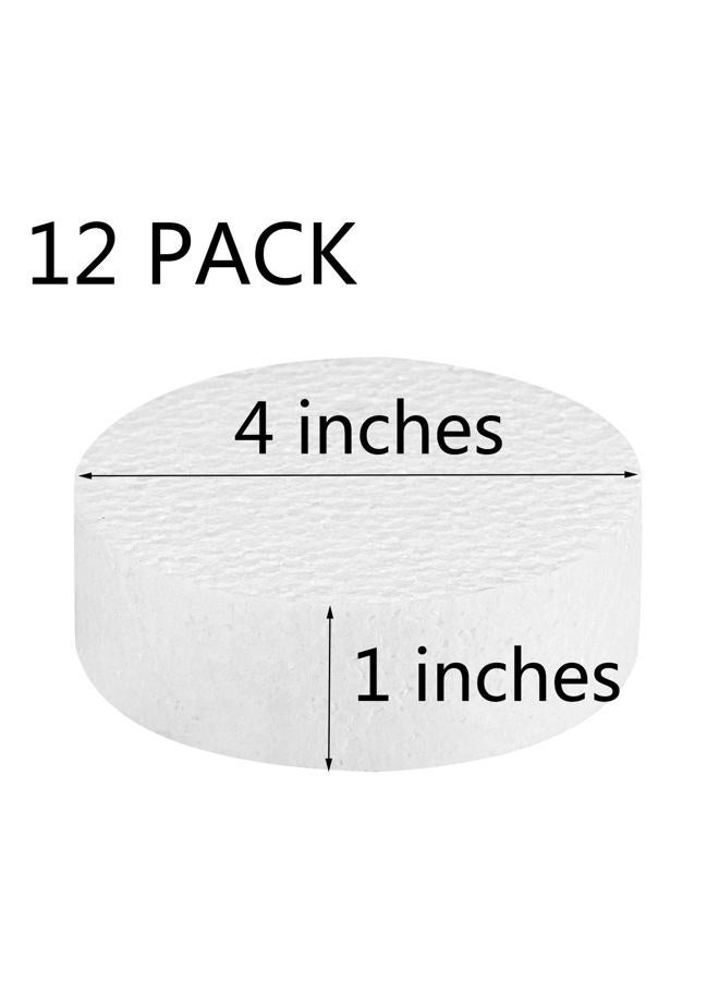 FFchuanhe 4 Inch 12-Pack Foam Circles for Crafts (1" Thick), Polystyrene Round Foam Disc for DIY Projects, Cakes and Decorations, Sculpture, Modeling, Arts and Crafts Supplies.(White) - Image 2
