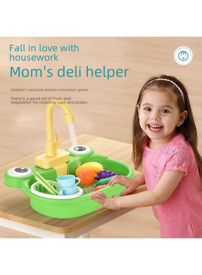 حوض غسيل خضروات على شكل ضفدع للأطفال، حوض غسيل الخضروات، دوران كهربائي، طاولة غسيل المياه، ألعاب تفاعلية - اللون: حوض غسيل ضفدع - وردي 【عبوة شحن】】 - Image 3