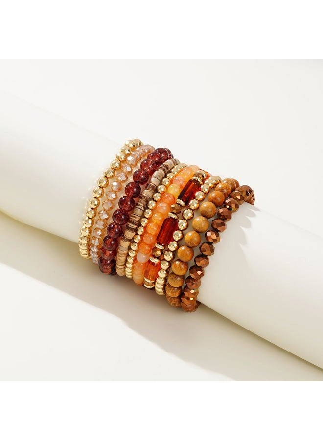 GOOJIDS Surfer Heishi Clay Bead Bracelets for Women Bohemian Stackable Gold Beaded Stretch Bracelets Elastic Layering Friendship Bracelets Set Boho Jewelry, Medium, Polymer clay, no gemstone - Image 2