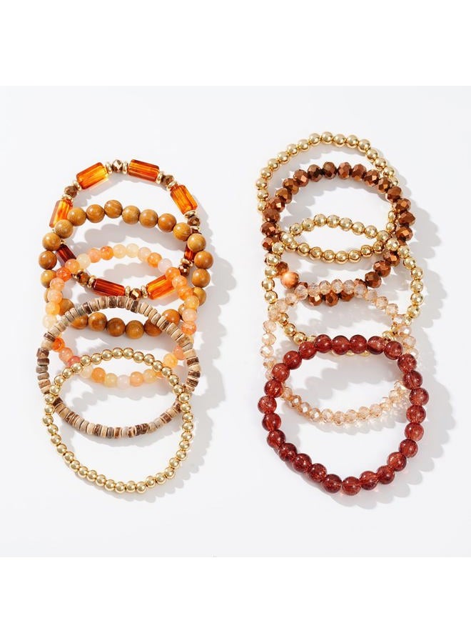 GOOJIDS Surfer Heishi Clay Bead Bracelets for Women Bohemian Stackable Gold Beaded Stretch Bracelets Elastic Layering Friendship Bracelets Set Boho Jewelry, Medium, Polymer clay, no gemstone - Image 3