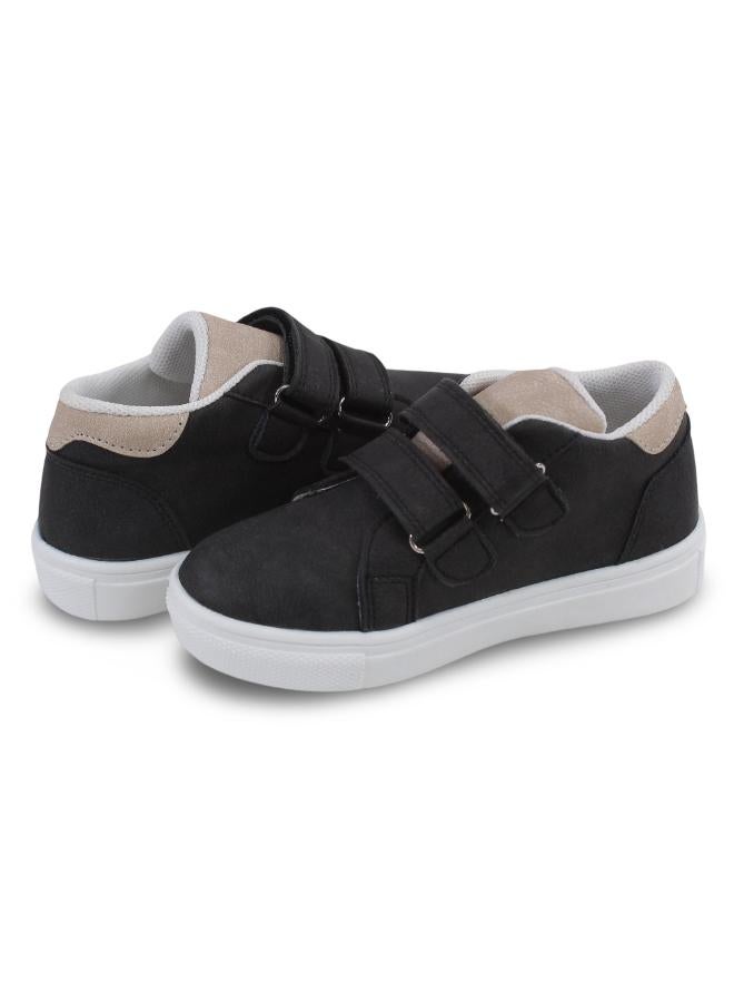 Trend Unisex Leather Sneakers – Black/Beige - Image 2