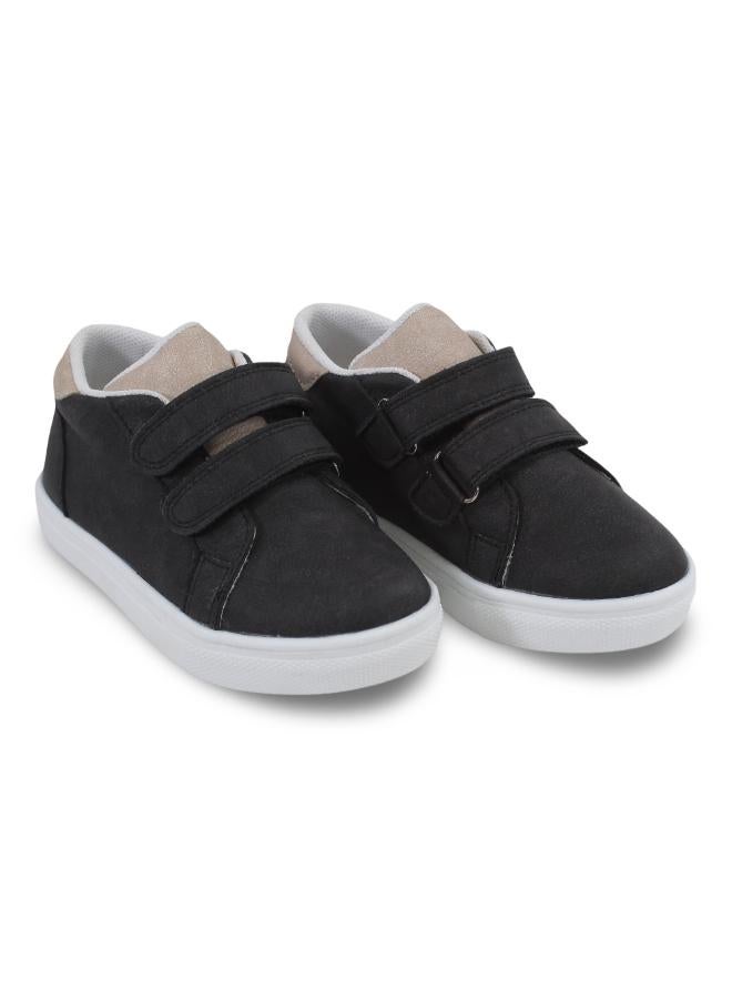 Trend Unisex Leather Sneakers – Black/Beige - Image 1