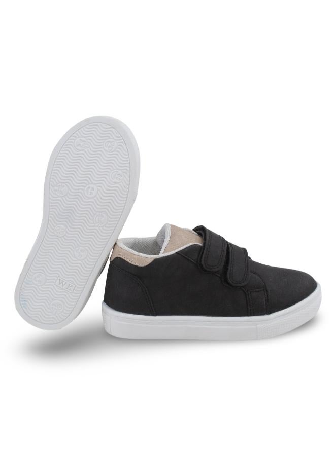 Trend Unisex Leather Sneakers – Black/Beige - Image 3